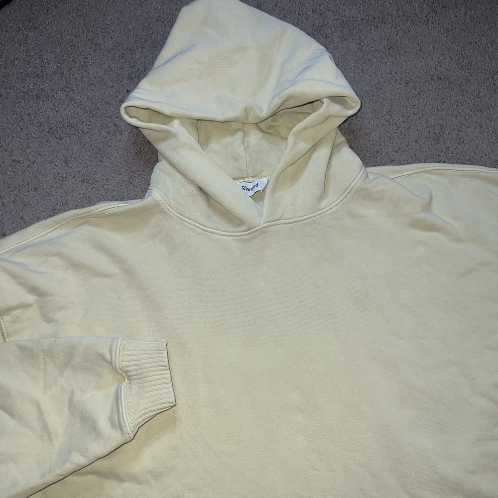 Elwood Men's Neon Yellow Solid Pullover Cotton Fleece Hoodie Boxy XXL